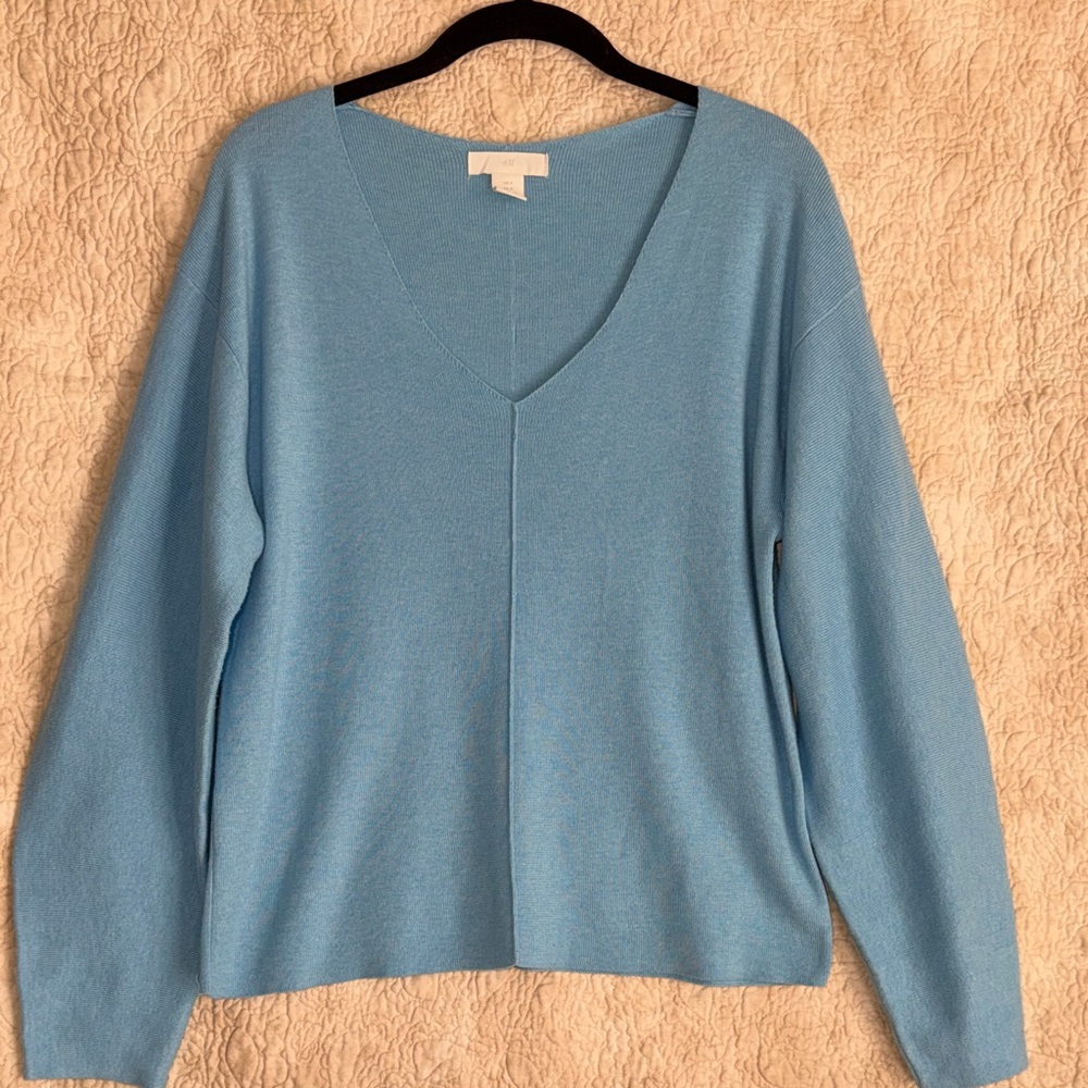 H&M Light Blue V-Neck Sweater